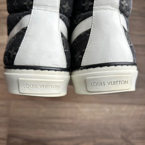 Louis Vuitton Black Denim + Leather High Top Sneakers | 38 - Picture 11 of 16